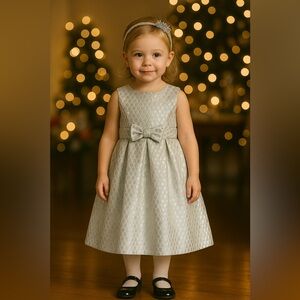 NWT Pippa & Julie Silver Metallic Polka Dot Party Dress, Size 2T, MSRP $68